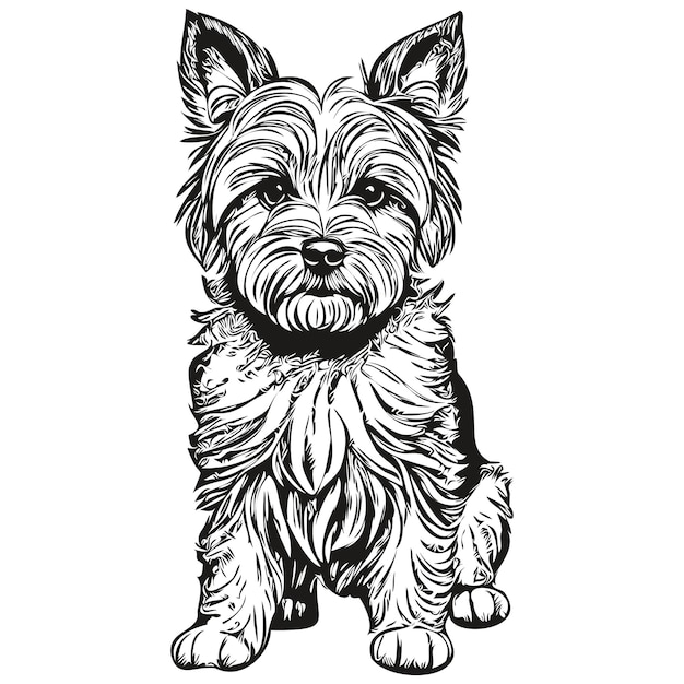 Dandie Dinmont Terriers dog silhouette pet character clip art vector pets drawing black and white sketch drawing