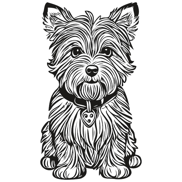 Dandie Dinmont Terriers hond huisdier schets illustratie zwart-wit gravure vector realistische huisdier silhouet