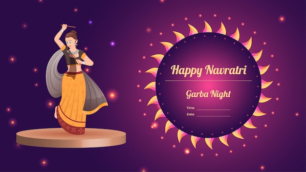 Vector dandiya girl vector banner illustration creative dandiya banner vector happy navratri