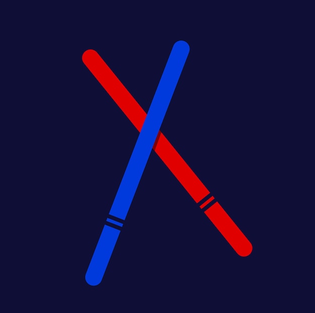 Vector dandiya sticks vectors red and blue colors