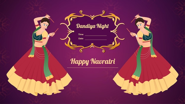 Dandiya vector banner, Happy Navratri.