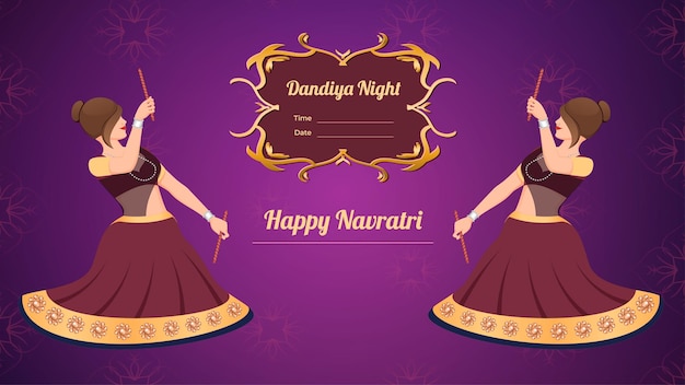 Vector dandiya vectorbanner, gelukkig navratri.