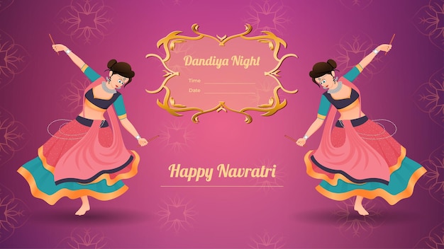 Dandiya vectorbanner, Gelukkig Navratri.