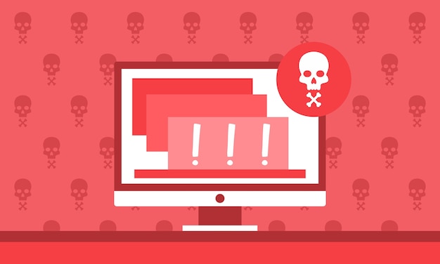 Vector danger alert notification on computer for website banner a