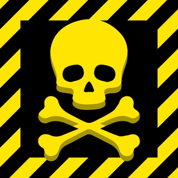 Vector danger area sign skull vector symbol