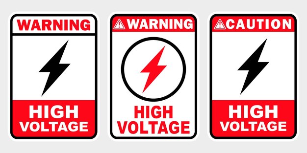 Vector danger caution high voltage sticker signs labels printable poster electrical place template design