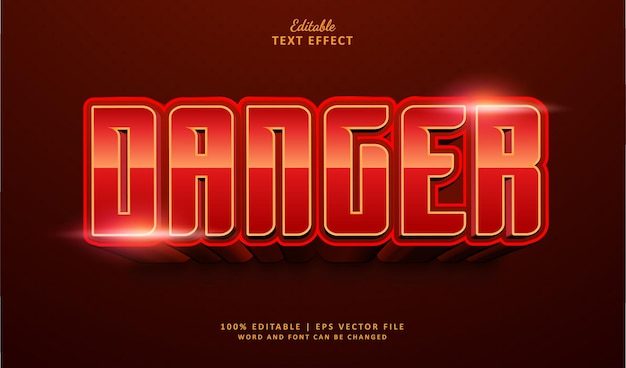 Vector danger editablw txt effect style 3d future tech and bold red