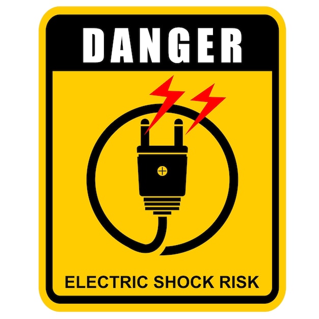 Danger electric shock risk sticker vector