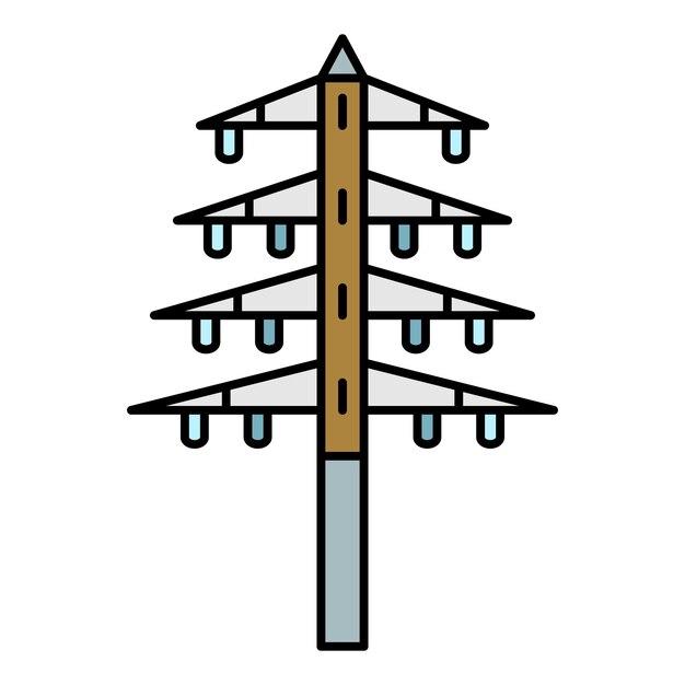Вектор Икона электрической башни опасности очертание векторной иконы электрической башні опасности цвет плоский изолированный на белом