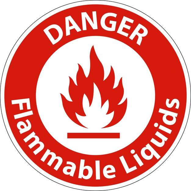 Danger Flammable Liquids Sign On White Background