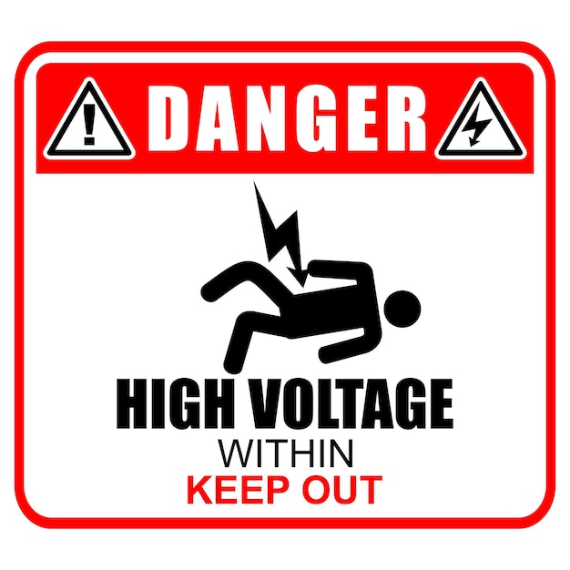 Danger, high Voltage within keep out, sticker label vector