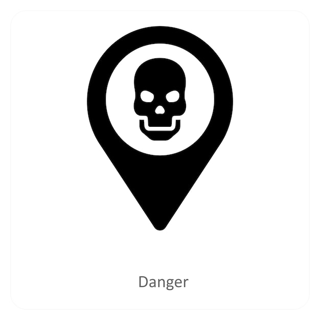 danger and location icon concept