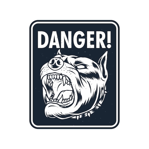 danger logo emblem with Pitbull head drawing