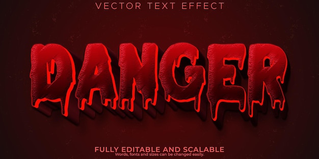 Vector danger red text effect editable blood and horror font style