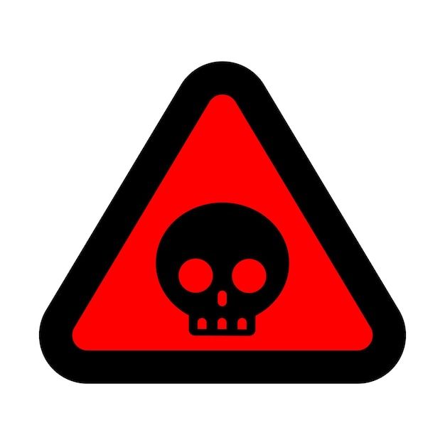 Vector danger red triangle skull warning sign caution hazard traffic toxic poison icon symbol isolated