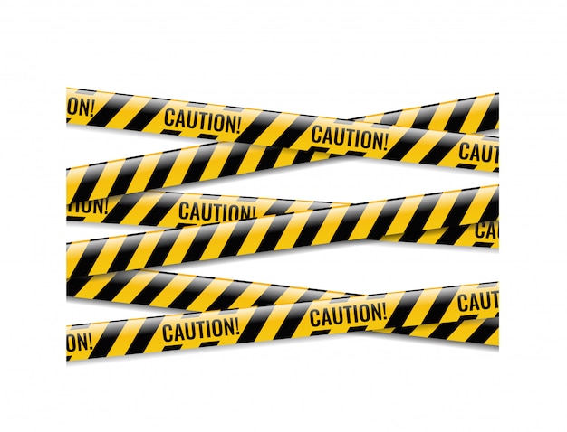 Vector danger ribbons isolated white background