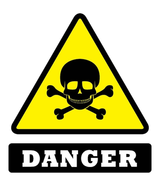 Danger sign board Danger sign board on yellow background drawing by illustration