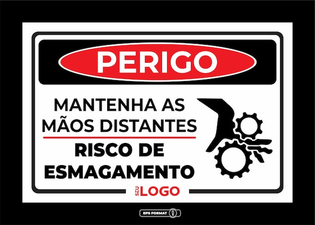 Vettore segnaletica di pericolo tenere lontane le mani, rischio di schiacciamento