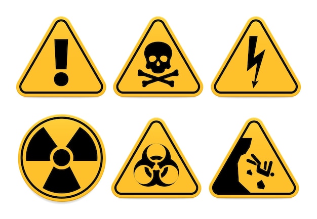 Vector danger signs. safety symbol, alert icon and caution isolated, hazard and dangerous vector illustration. exclamation warning button