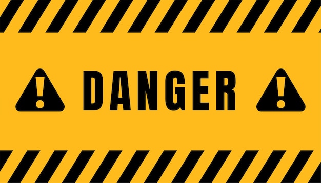 Vector danger signs that warn of possible danger to life and health yellow danger warning rectangle vector