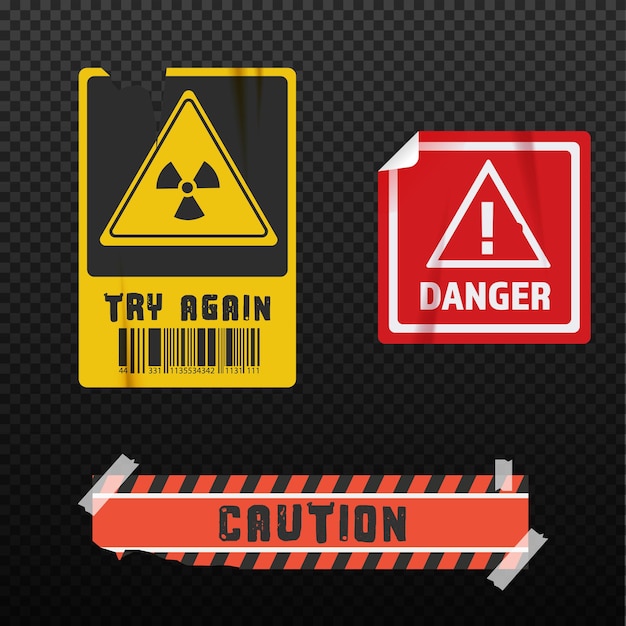 The danger stickers collection. The old template for modern designs