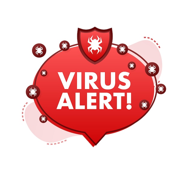 Vettore simbolo di pericolo illustrazione vettoriale protezione antivirus avviso virus informatico