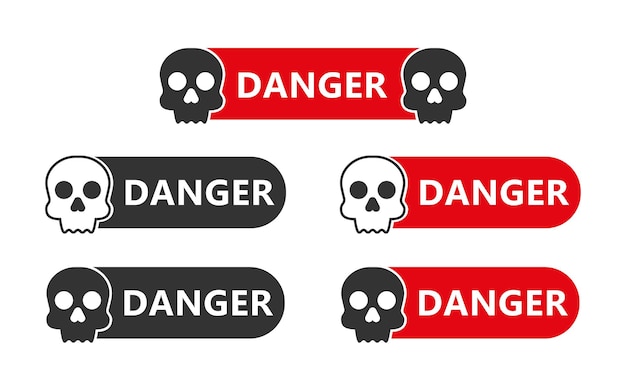 Danger symbols set Vector flat illustration