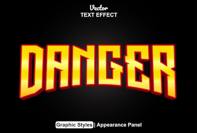 Danger text effect with yellow graphic style and editable