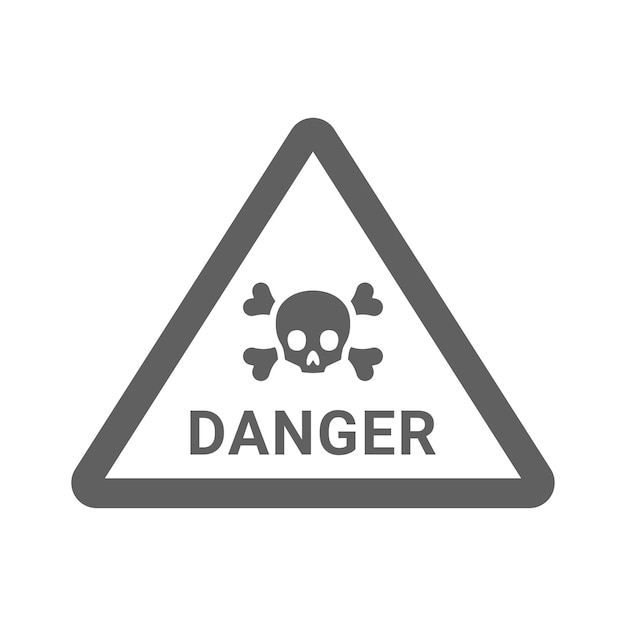 Danger warning attention icon Gray vector graphics