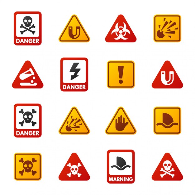 Vector danger warning attention sign icons