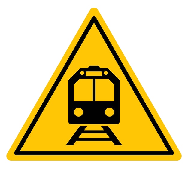 danger warning sign train railways transportation yellow printable template flat design icon