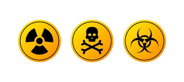 Vector danger yellow vector signs. radiation sign, biohazard sign. vector illustration.