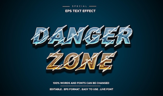 Vector danger zone text effect editable