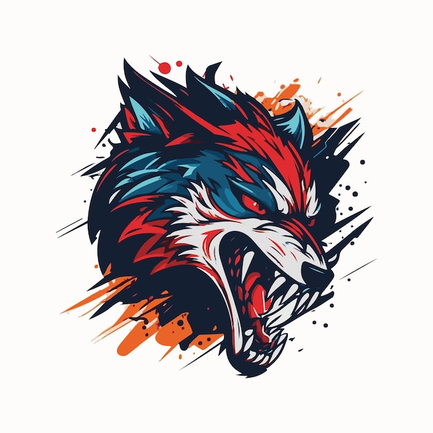 Vector dangerous angry head mascot logo illustrations design for gamers