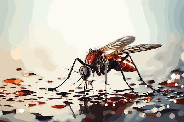 Опасный Dengue зараженный комар Желтая лихорадка Dengue изолирован на черном фоне