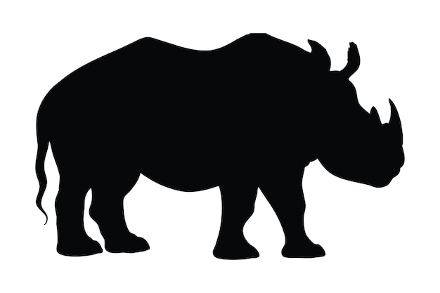 Dangerous rhinoceros standing in different positions Rhino full body silhouette collection Herbivorous rhino standing silhouette on a white background Wild peaceful rhino silhouette bundle design