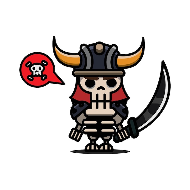 Dangerous skull warrior character design illustration with white background