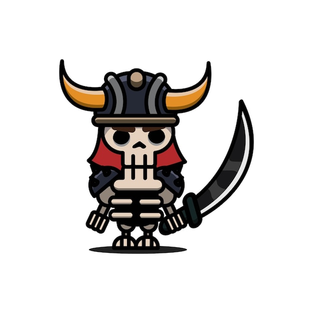 Dangerous skull warrior character design illustration with white background