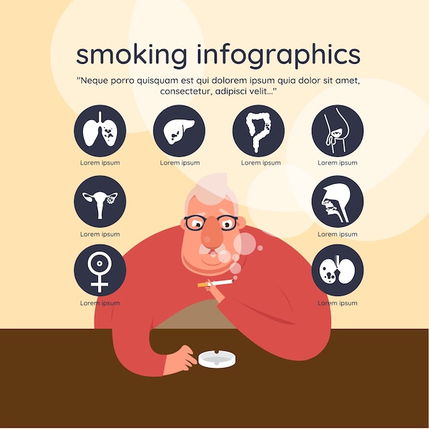 Vettore i pericoli dell'illustrazione di infographics.vector di fumo