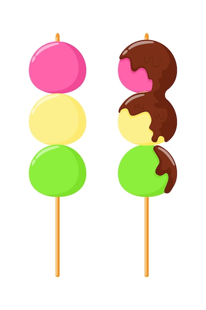 Vettore disegno dell'illustrazione di dango con cioccolato fuso