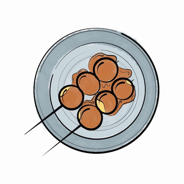 Dango japanese food. asian cuisine. flatlay vector illustration