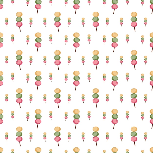 Dango pattern10 Naadloos patroon met Japanse zoetheid dango Doodle cartoon afbeelding