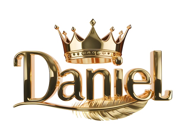 Daniel Name Logo Design Daniel Name in Elegant Font Gold Crown with feather Vector Format