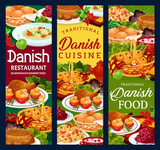 Danish cuisine food menu dishes and meals banners