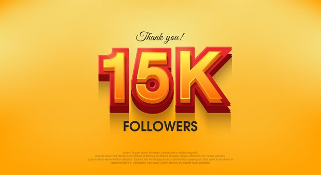 Dank u 15k volgers 3D-ontwerp vector achtergrond dank u