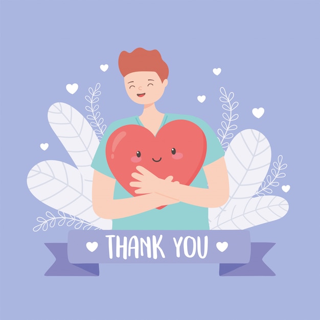 Vector dank u artsen en verpleegkundigen, verpleger knuffels hart cartoon
