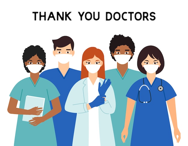 Dank u artsen gezondheidswerker en arts verpleegster karakters