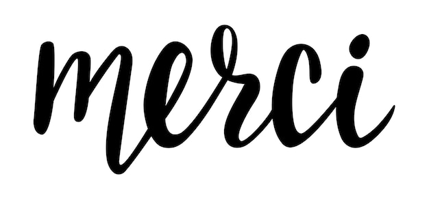 Dank u in Franse taal hand belettering vector