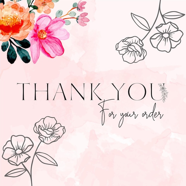 Dank u kaart met bloemen