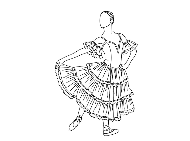Dansend meisje lijnwerk illustratie